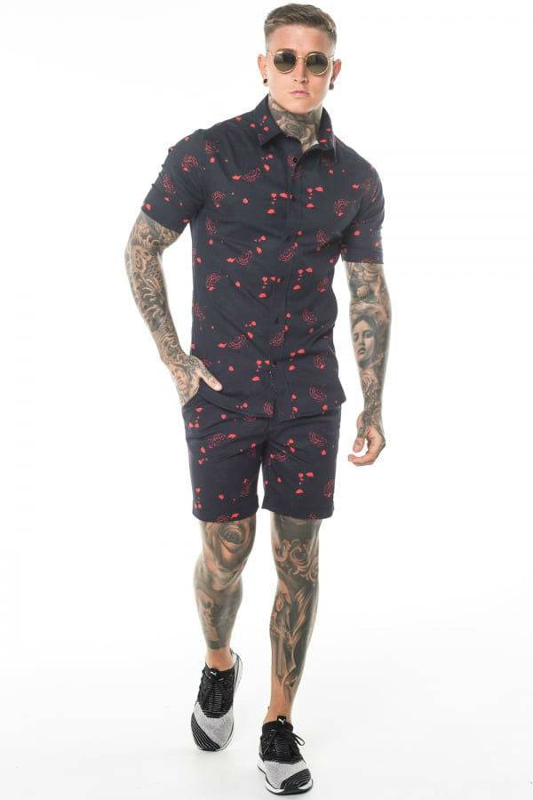 Men's 3D printed shirt suit